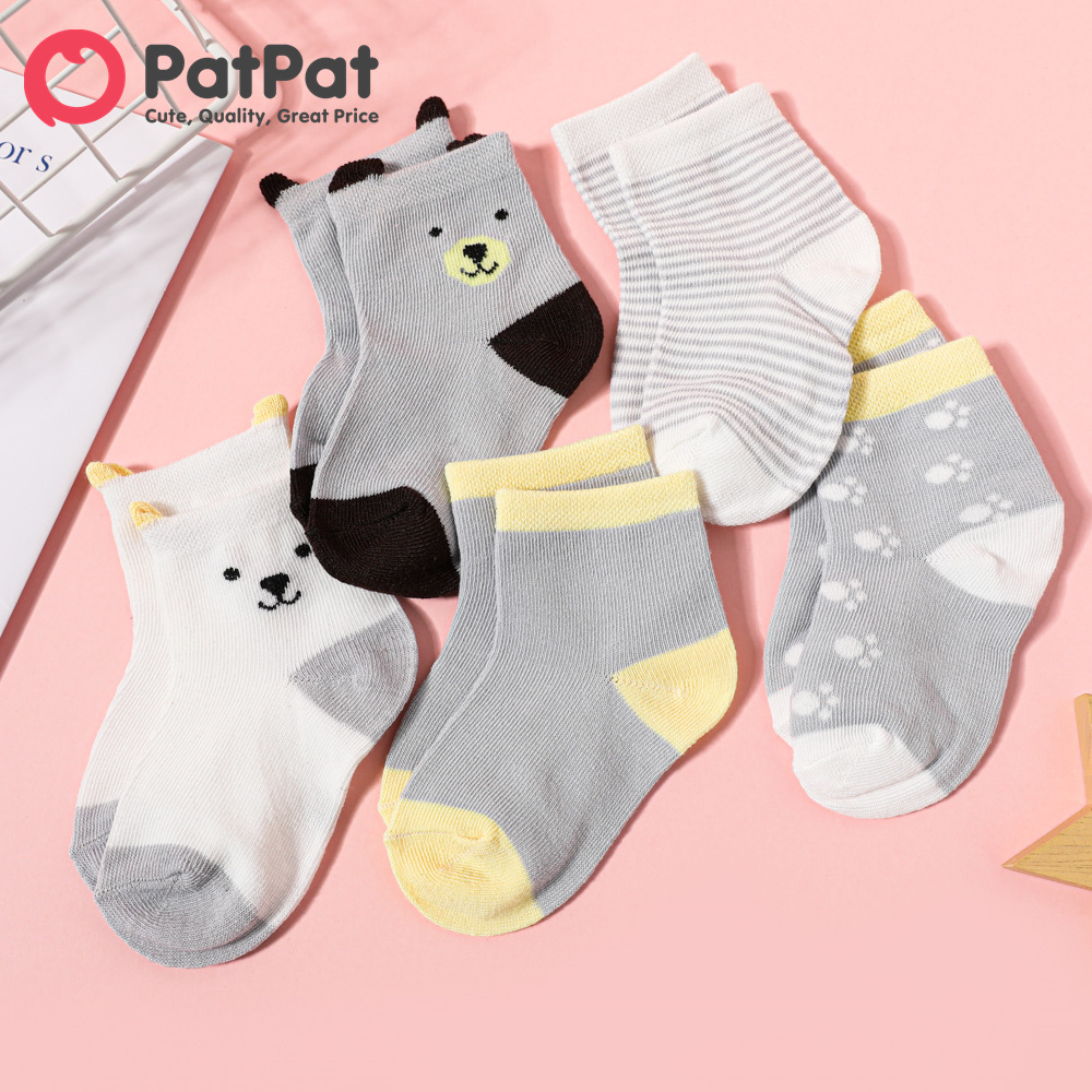 PatPat แพทช์ถุงเท้าลายการ์ตูนน่ารักสำหรับเด็กวัยหัดเดิน,5แพ็ก - PatPat ...
